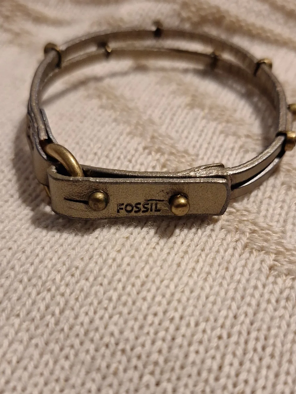 Fossil Metallic Gold Leather Double-Wrap Bracelet